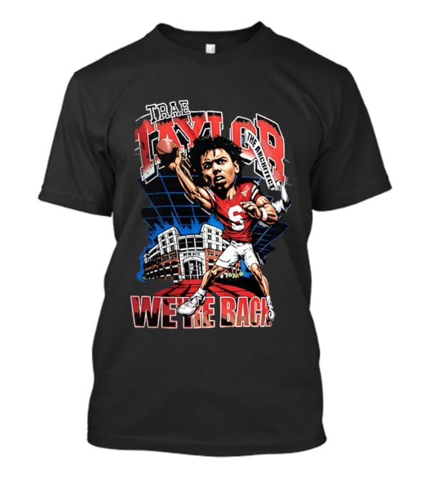 Trae Taylor Montana Grizzlies Football We're Back Red Quarterback Number 5 Stadium T-Shirt