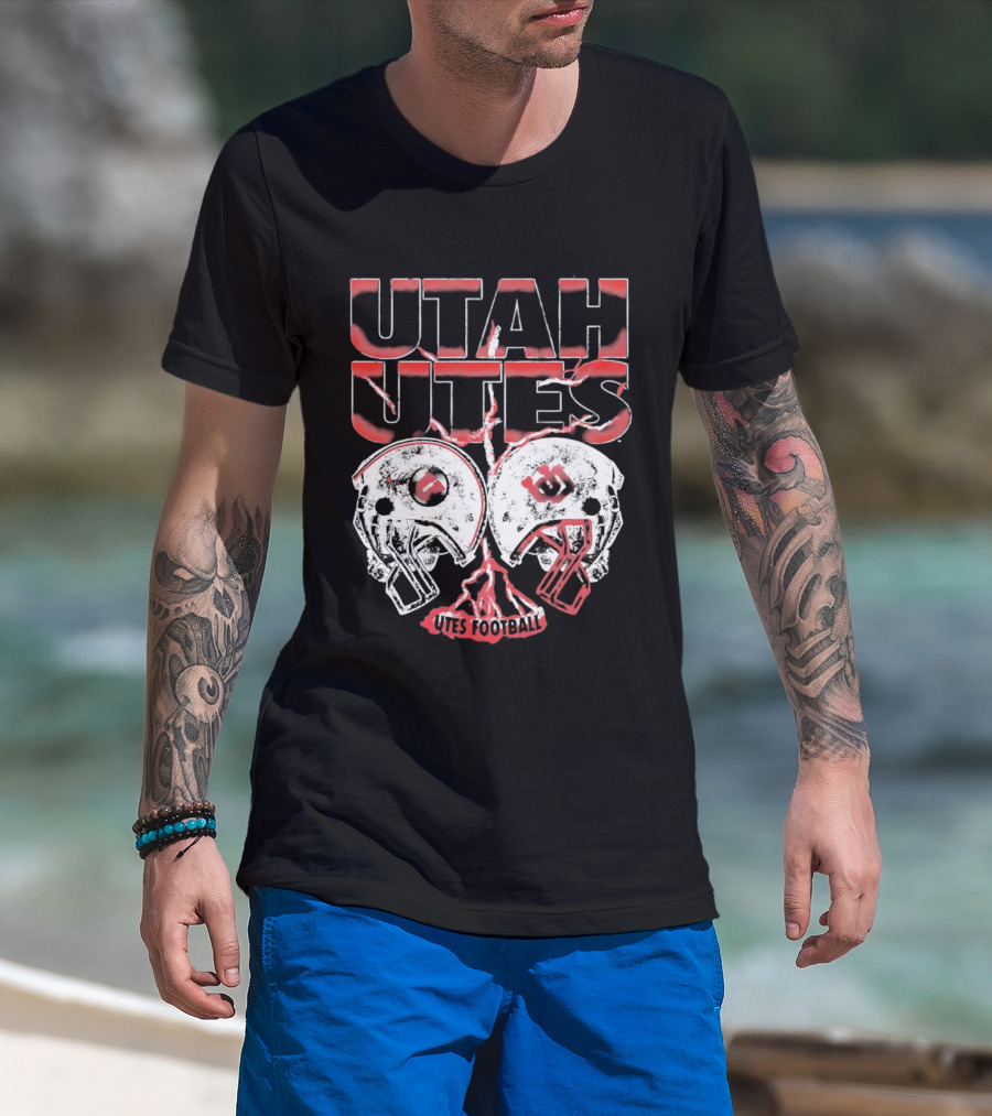 Utah Utes Football Helmets Fan Gear T-Shirt