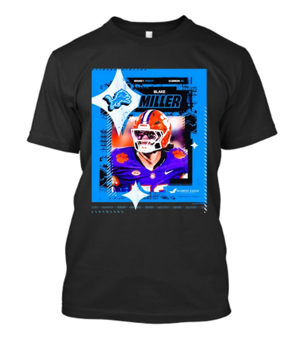 Blake Miller Clemson Round 1 Pick 17 Detroit Lions Tiger Uniform T-Shirt