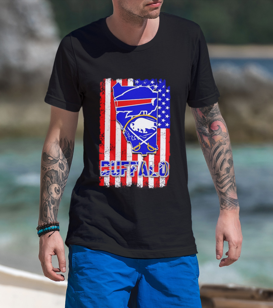 Buffalo Bills Sabres American Flag T-Shirt