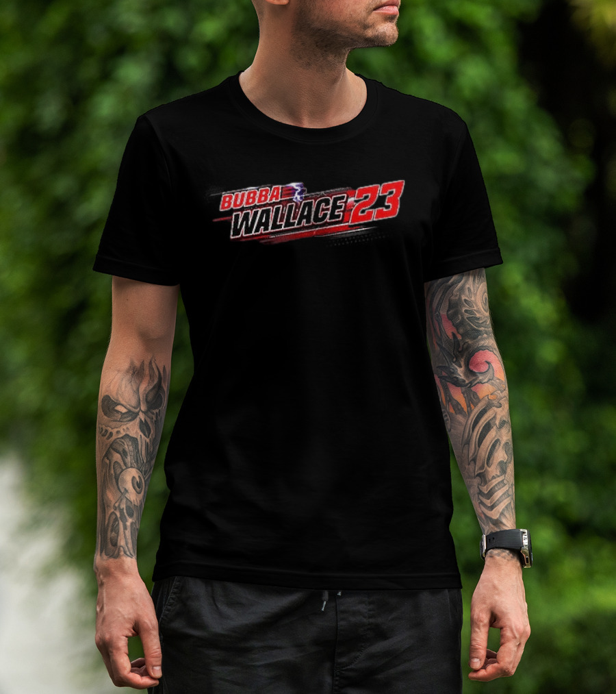 Bubba Wallace 23 Checkered Flag Sports Black T-Shirt