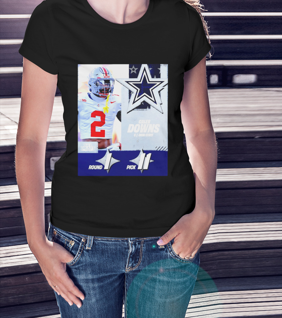 Dallas Cowboys Round 1 Pick 11 Caleb Downs Ohio State NFL Draft 2026 T-Shirt