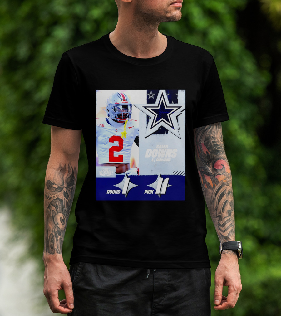 Dallas Cowboys Round 1 Pick 11 Caleb Downs Ohio State NFL Draft 2026 T-Shirt