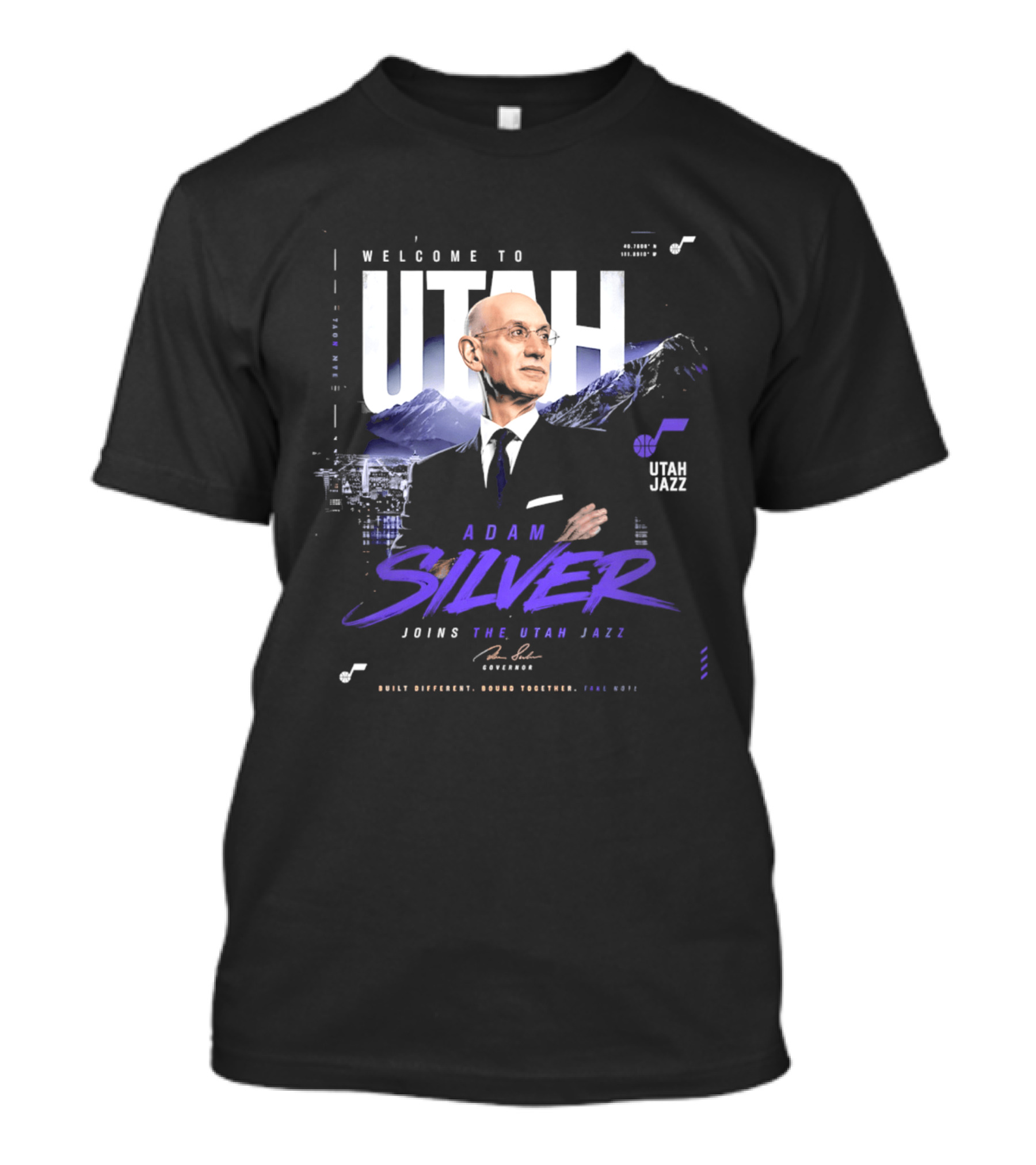 Welcome To Utah Jazz Adam Silver Joins Built Different Bound Together Take Note T-Shirt