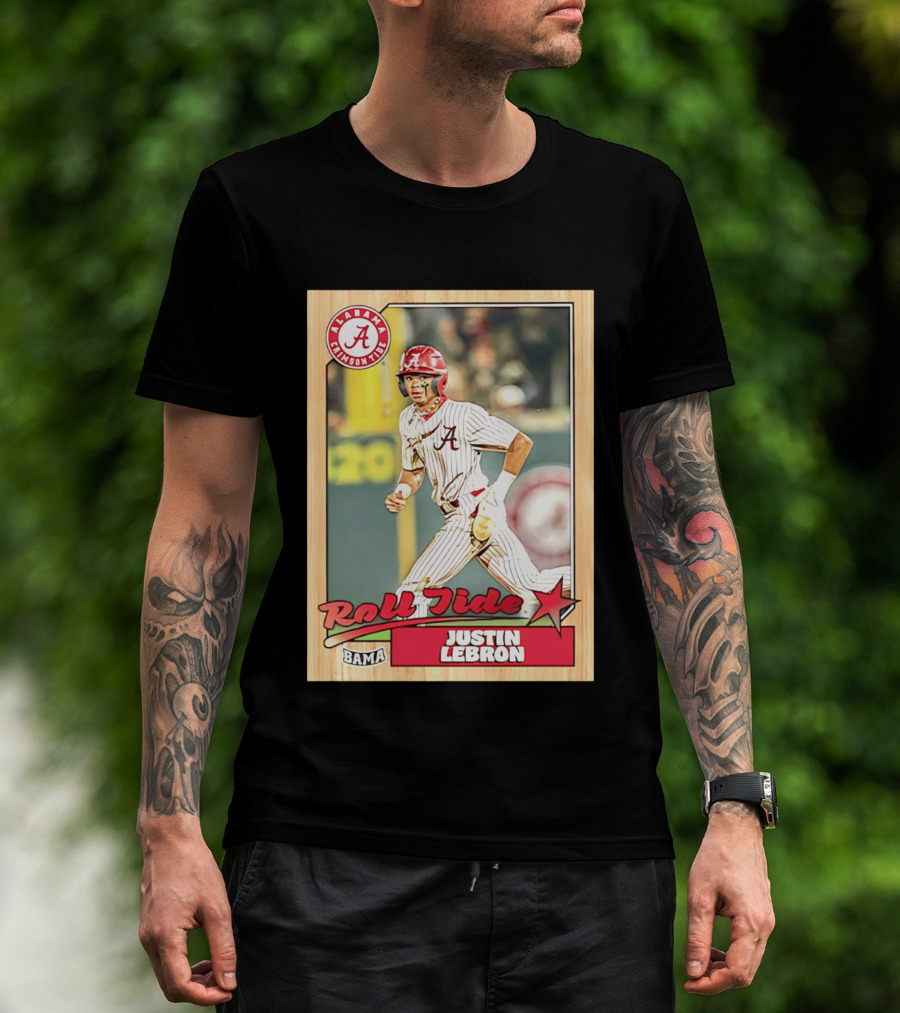 Justin Lebron Alabama Crimson Tide Roll Tide Bama Baseball Card T-Shirt