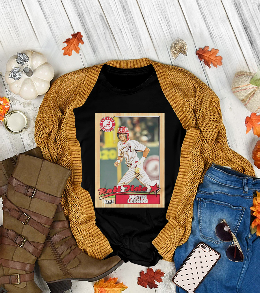 Justin Lebron Alabama Crimson Tide Roll Tide Bama Baseball Card T-Shirt