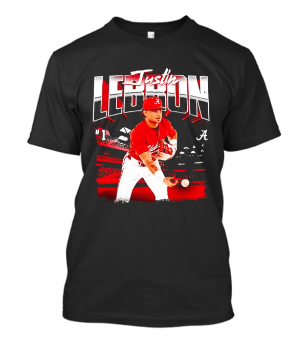 Justin Lebron Alabama Crimson Tide Baseball Player In Action T-Shirt