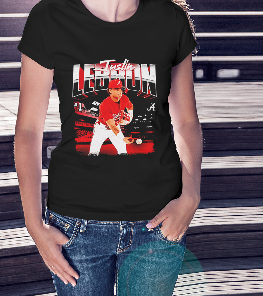 Justin Lebron Alabama Crimson Tide Baseball Player In Action T-Shirt