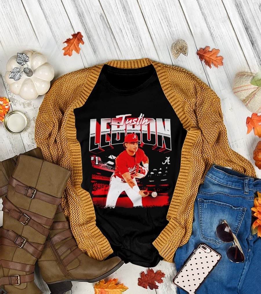Justin Lebron Alabama Crimson Tide Baseball Player in Action T-Shirt