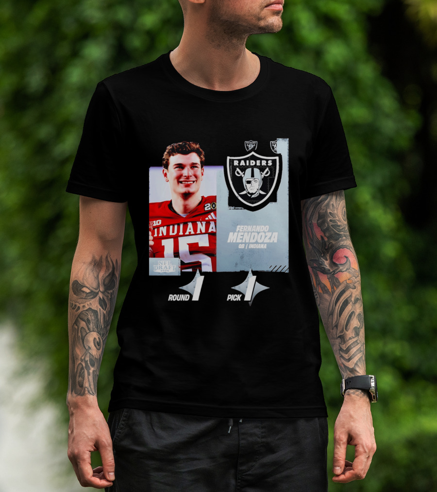 Fernando Mendoza QB Indiana Las Vegas Raiders NFL Draft 2026 Round 1 Pick 1 T-Shirt