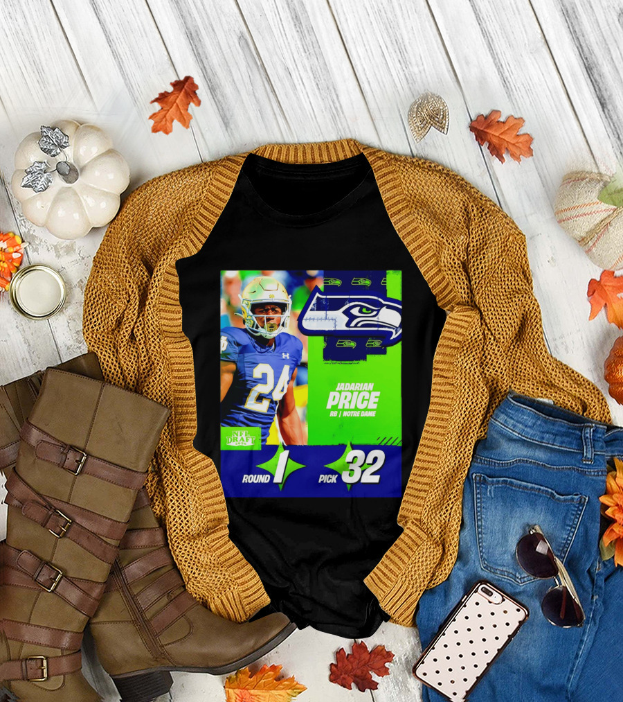 Seahawks Jadarian Price NFL Draft 2026 Round 1 Pick 32 Notre Dame T-Shirt