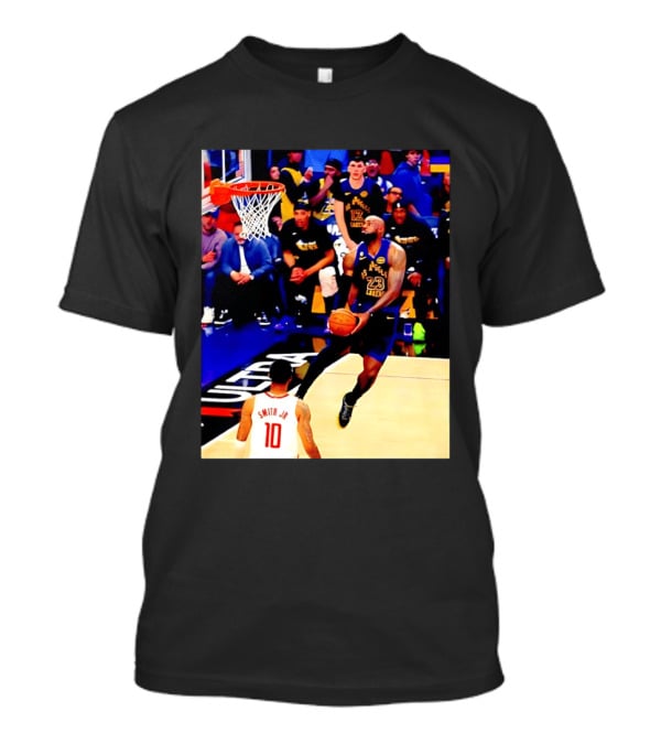 LeBron James Los Angeles Lakers Dunking Action Photo T-Shirt