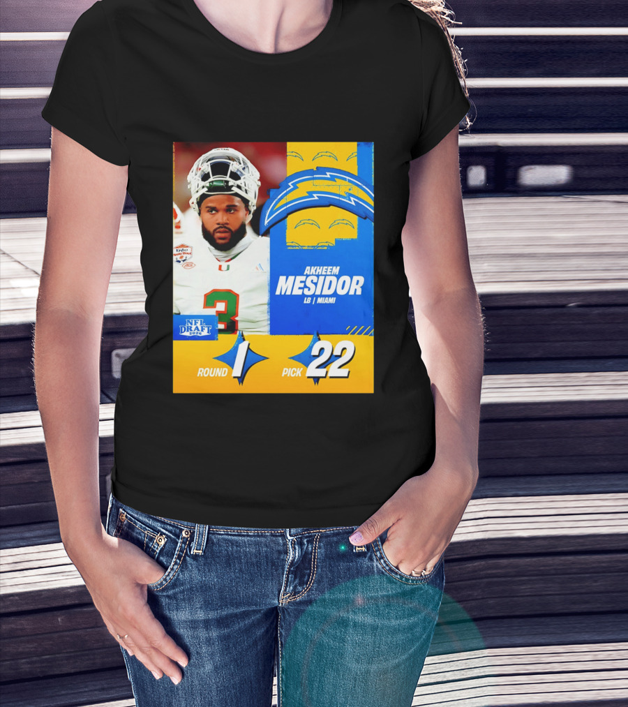 NFL Draft 2026 Los Angeles Chargers Akheem Mesidor Round 1 Pick 22 T-Shirt