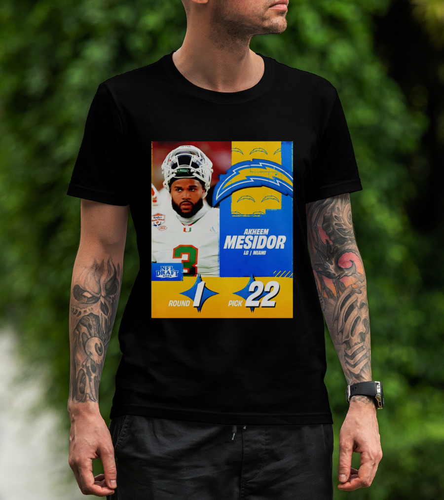 NFL Draft 2026 Los Angeles Chargers Akheem Mesidor Round 1 Pick 22 T-Shirt