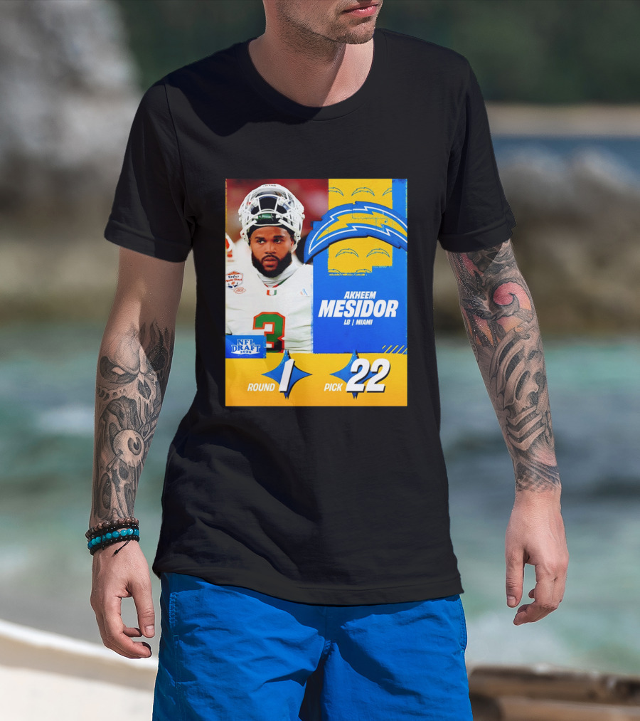 NFL Draft 2026 Los Angeles Chargers Akheem Mesidor Round 1 Pick 22 T-Shirt