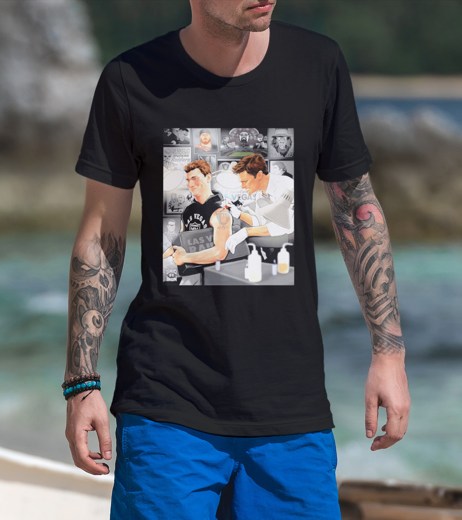 Las Vegas Raiders Fernando Mendoza Tom Brady Tattoo Moment With Raiders Art And Iconic Characters T-Shirt