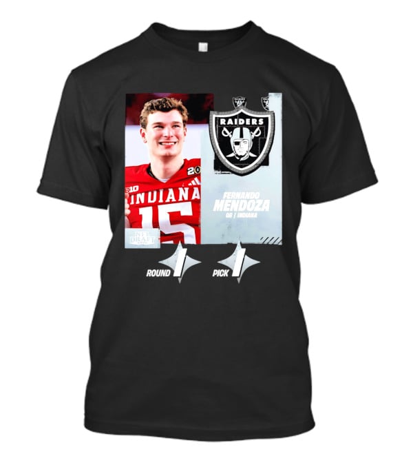 Fernando Mendoza QB Indiana Las Vegas Raiders Round 1 Pick 1 NFL Draft 2026 T-Shirt