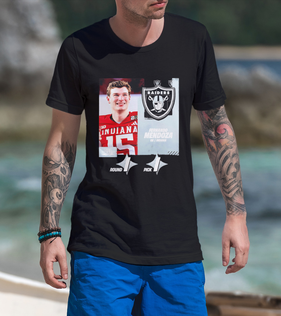 Fernando Mendoza QB Indiana Las Vegas Raiders Round 1 Pick 1 NFL Draft 2026 T-Shirt