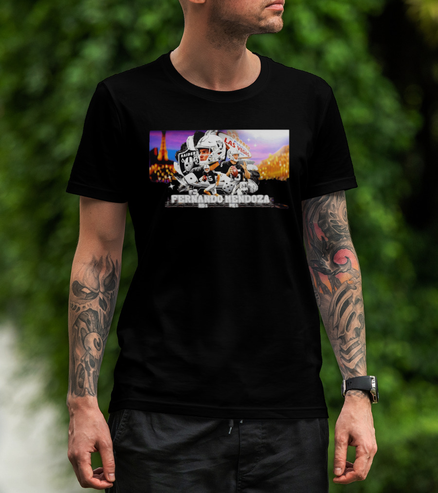 Fernando Mendoza Raiders Las Vegas Lights Casino Dice Football Draft T-Shirt