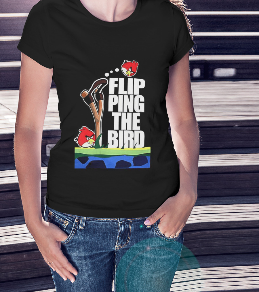 Flipping The Bird Angry Slingshot Birds T-Shirt