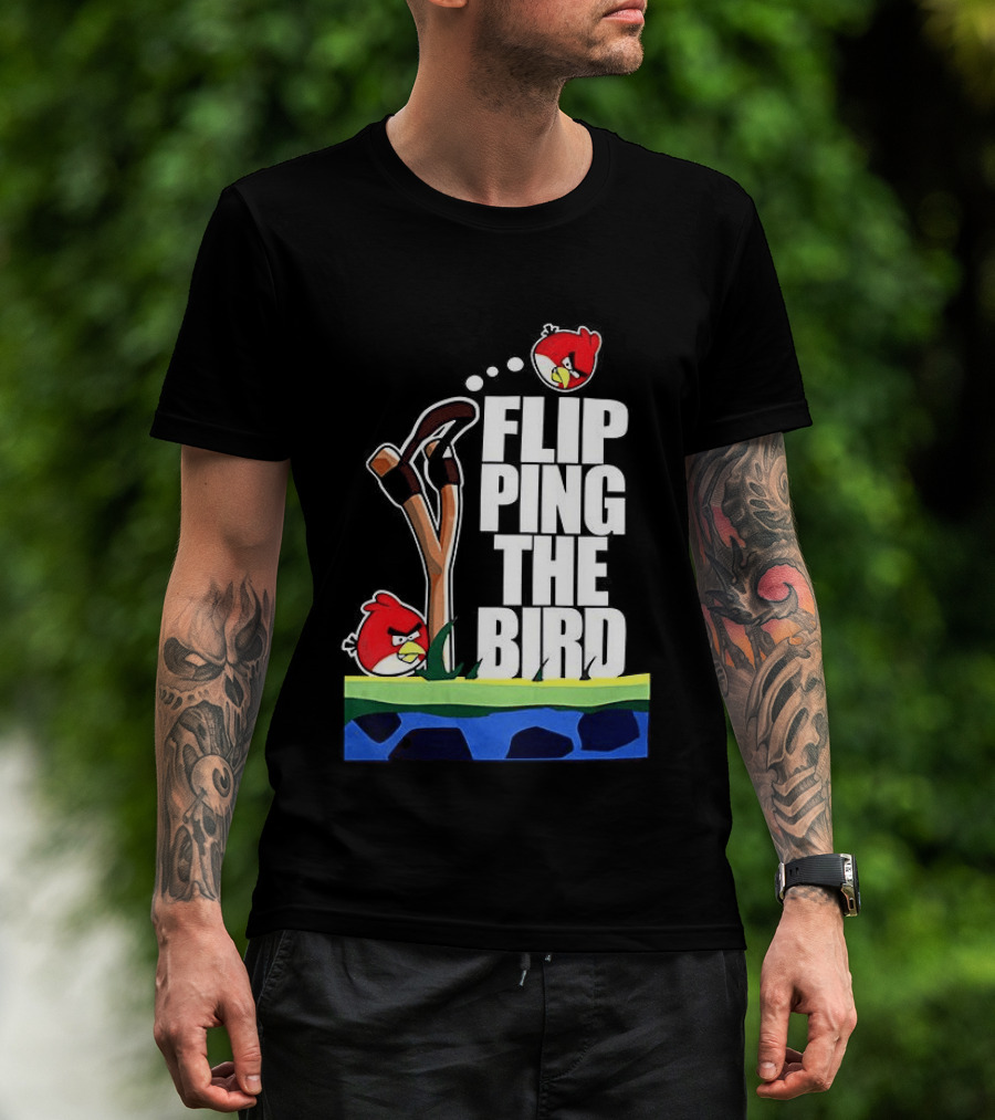Flipping The Bird Angry Slingshot Birds T-Shirt