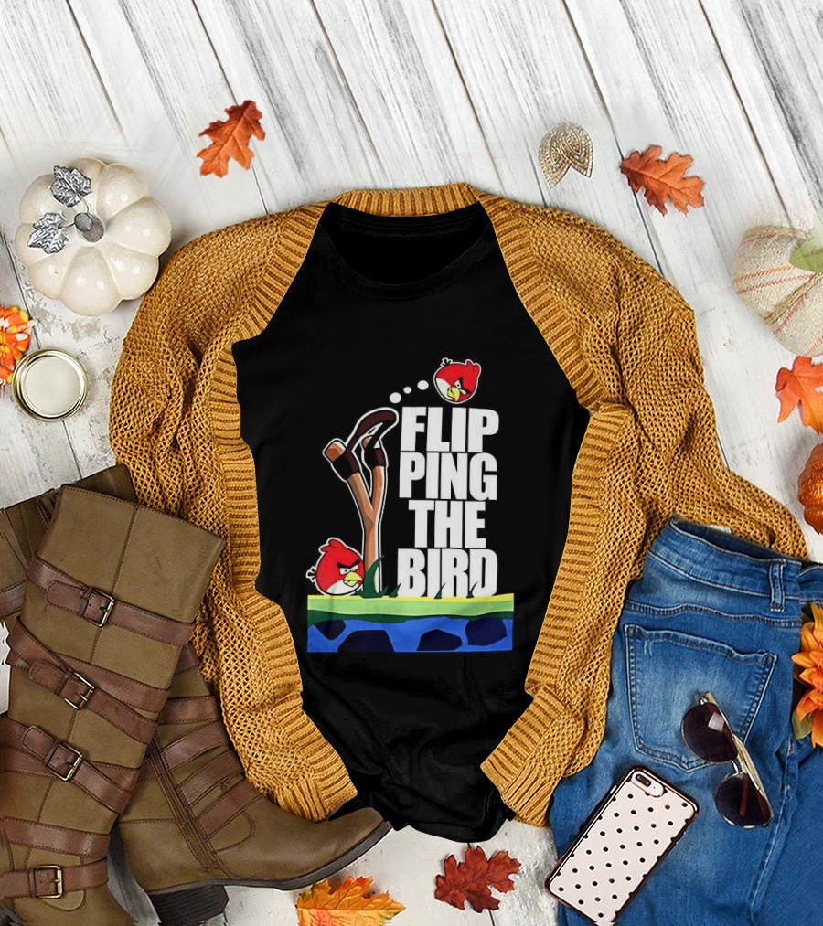 Flipping the Bird Angry Slingshot Birds T-Shirt
