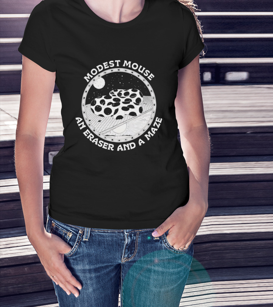 Modest Mouse An Eraser And A Maze Circle Moon Stars Maze T-Shirt