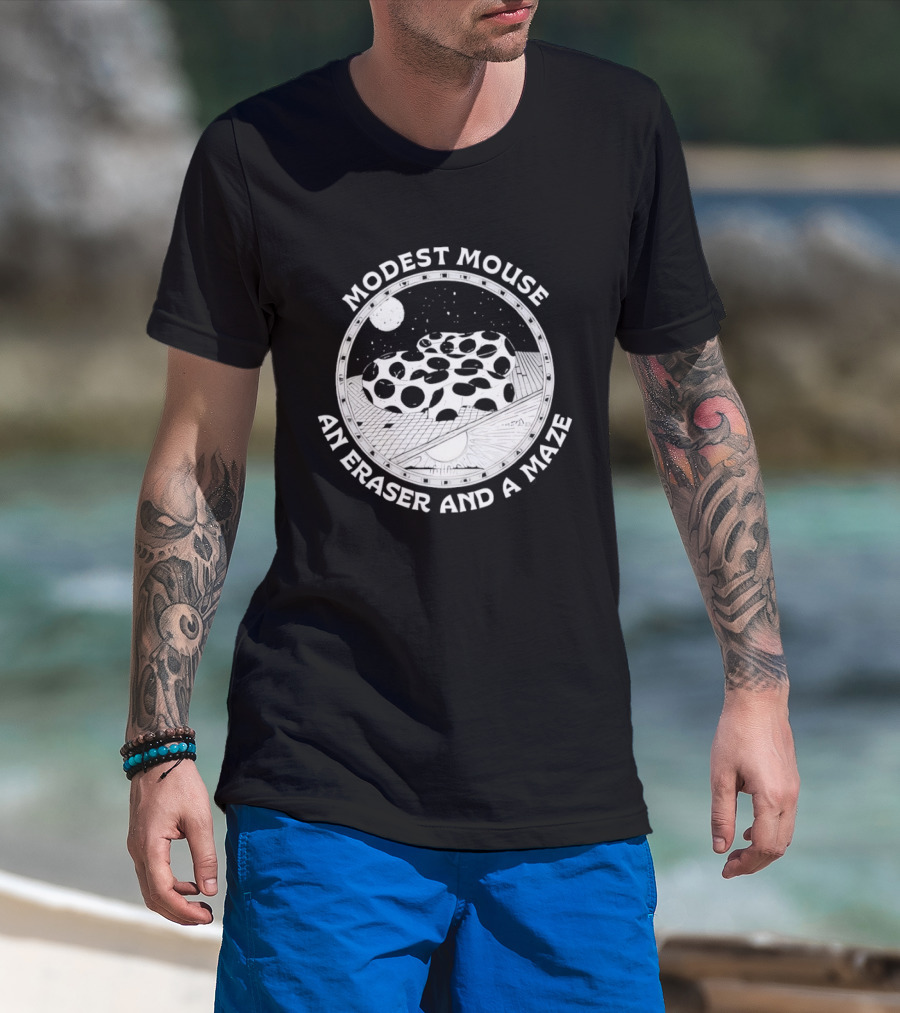 Modest Mouse An Eraser And A Maze Circle Moon Stars Maze T-Shirt