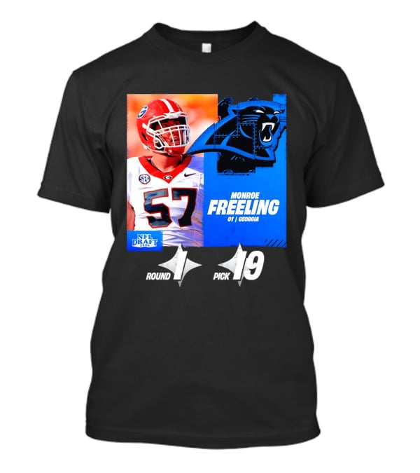 Monroe Freeling Georgia OT Round 1 Pick 19 Carolina Panthers 2026 NFL Draft T-Shirt
