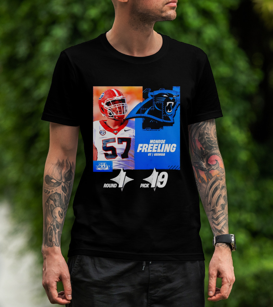 Monroe Freeling Georgia OT Round 1 Pick 19 Carolina Panthers 2026 NFL Draft T-Shirt