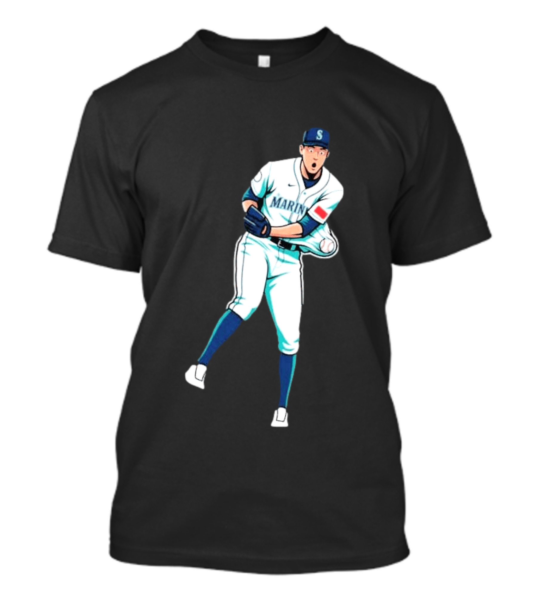 Mariners Gogan Gilbert Baseball Pitcher Action Scene T-Shirt
