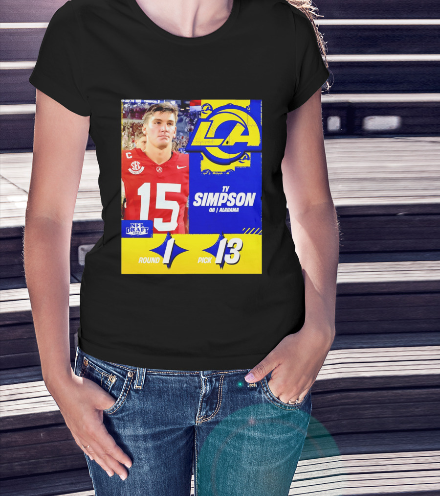 Ty Simpson Los Angeles Rams NFL Draft 2026 Round 1 Pick 13 Alabama T-Shirt