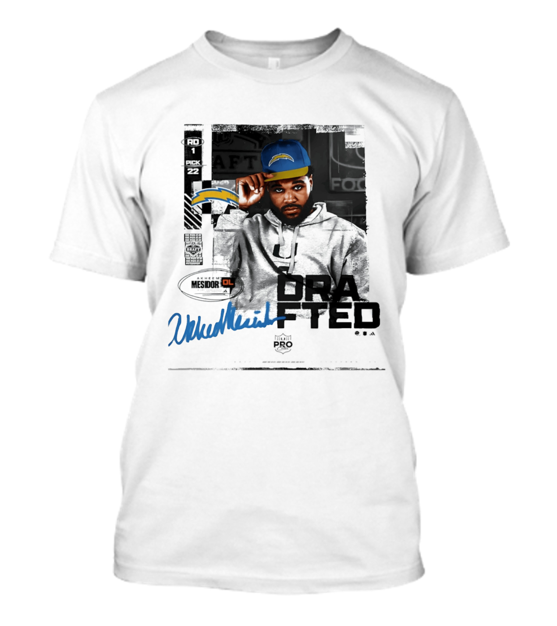 RD 1 Pick 22 Akheem Mesidor Los Angeles Chargers Draft 2026 T-Shirt