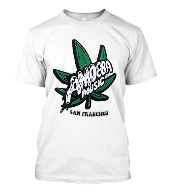 Amoeba Music San Francisco Cannabis Leaf Peace Through Music T-Shirt