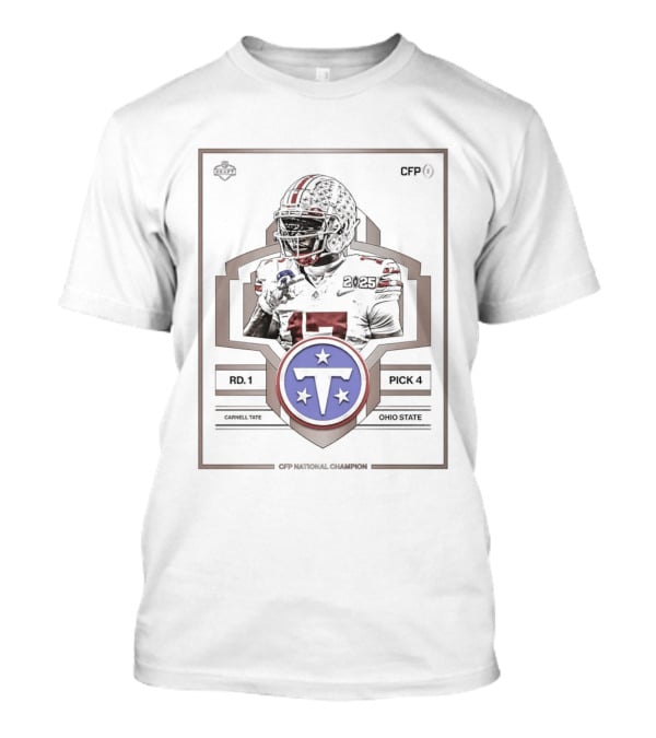 Carnell Tate 2026 Round 1 Pick 4 Tennessee Titans T-Shirt
