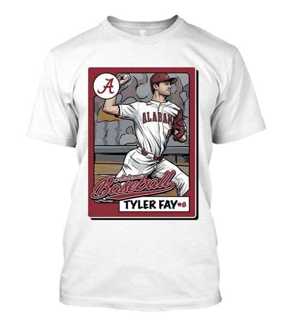 Alabama Crimson Tide Baseball Tyler Fay #8 Cartoon Card T-Shirt