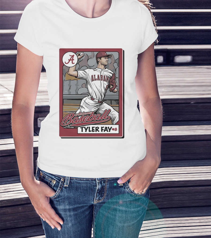 Alabama Crimson Tide Baseball Tyler Fay #8 Cartoon Card T-Shirt
