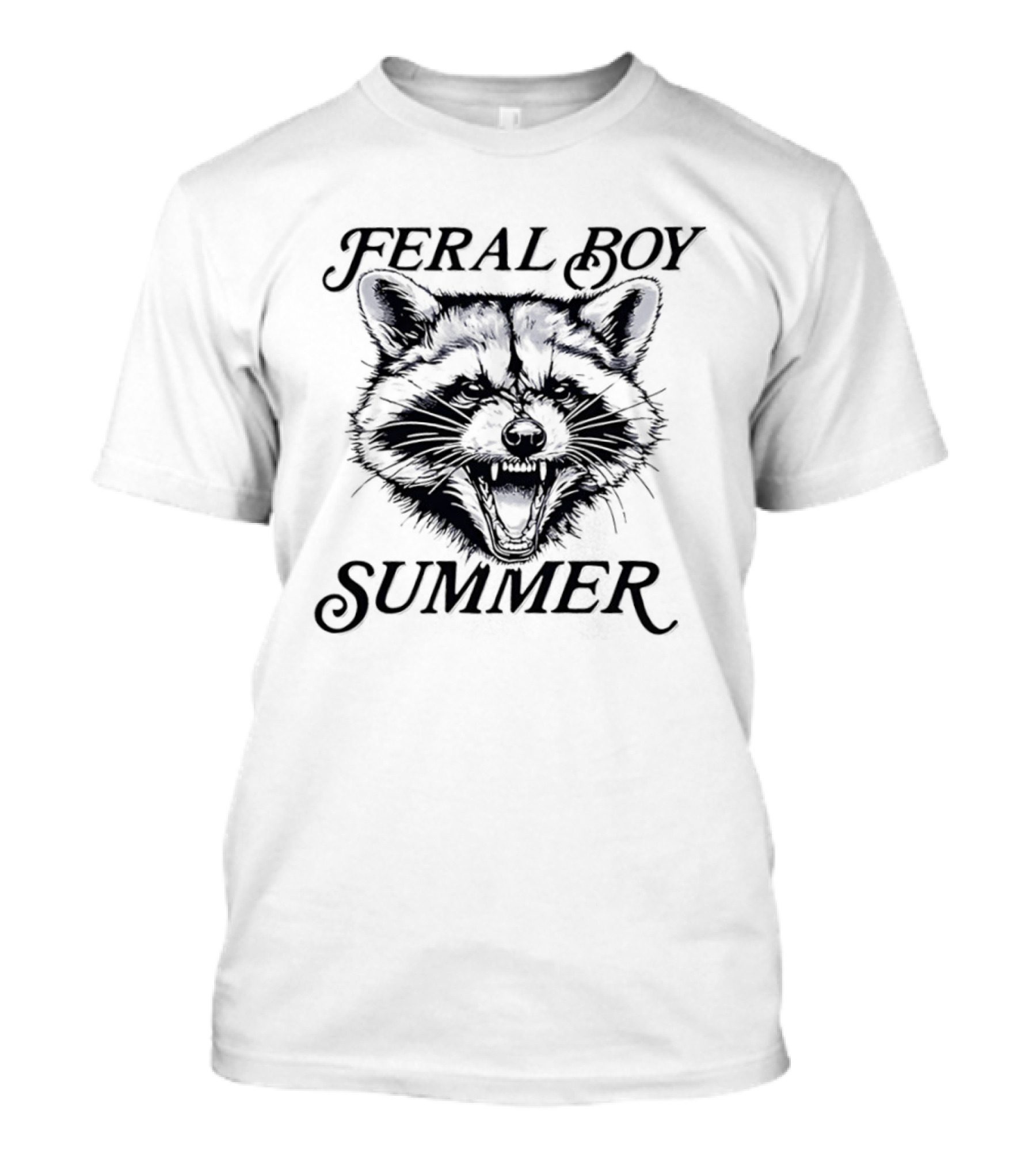 Feral Boy Summer Raccoon Big Head Grumpy T-Shirt