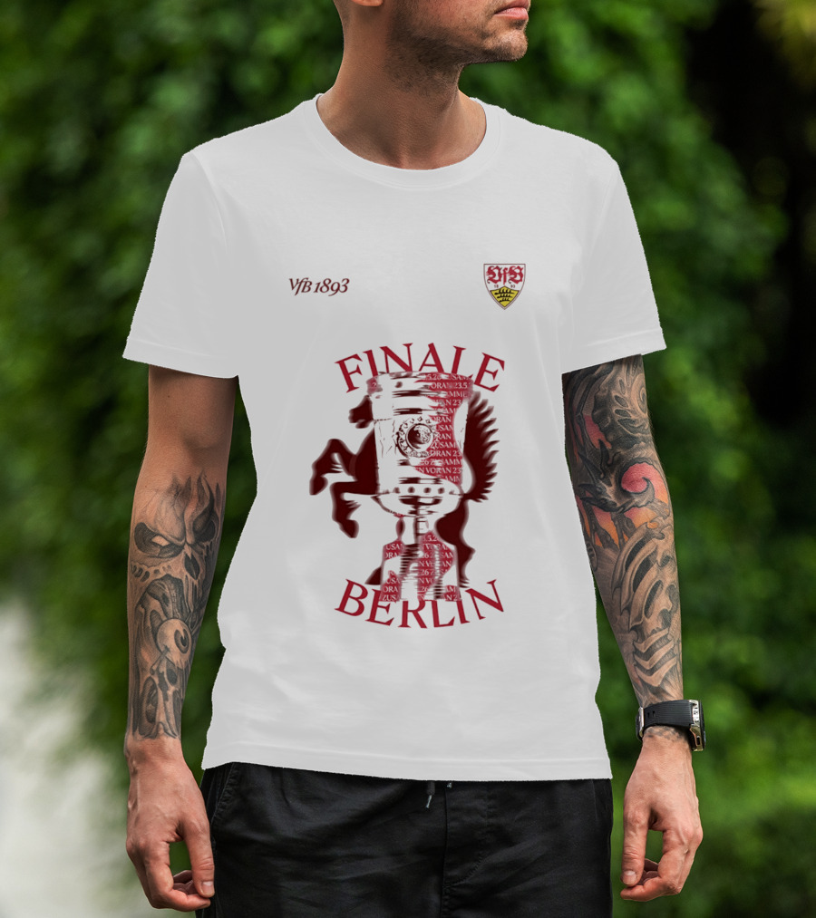 VfB 1893 Finale Berlin 2026 DFB Pokal Final Iconic Team Crest Featuring Red Trophy And Horse T-Shirt