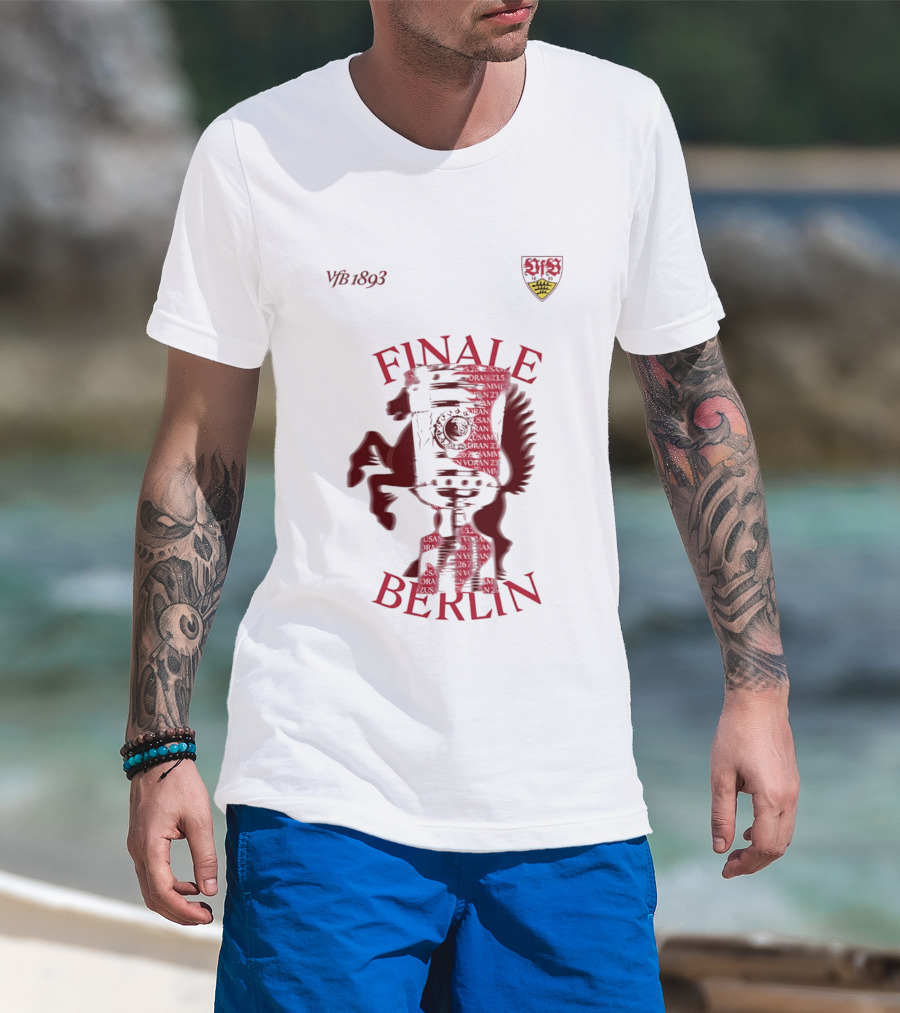 VfB 1893 Finale Berlin 2026 DFB Pokal Final Iconic Team Crest Featuring Red Trophy And Horse T-Shirt