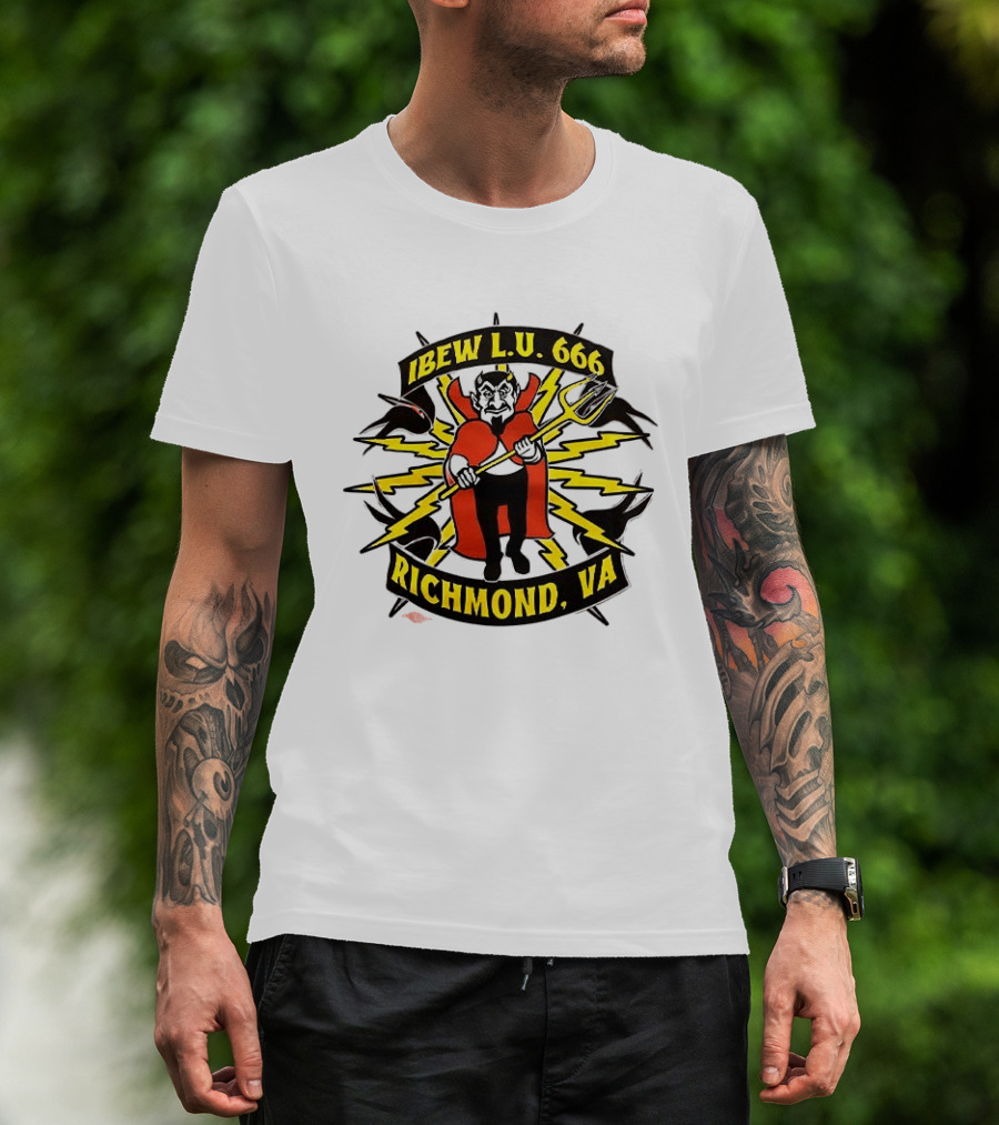 IBEW LU 666 Richmond VA Devil With Pitchfork And Lightning Bolts T-Shirt