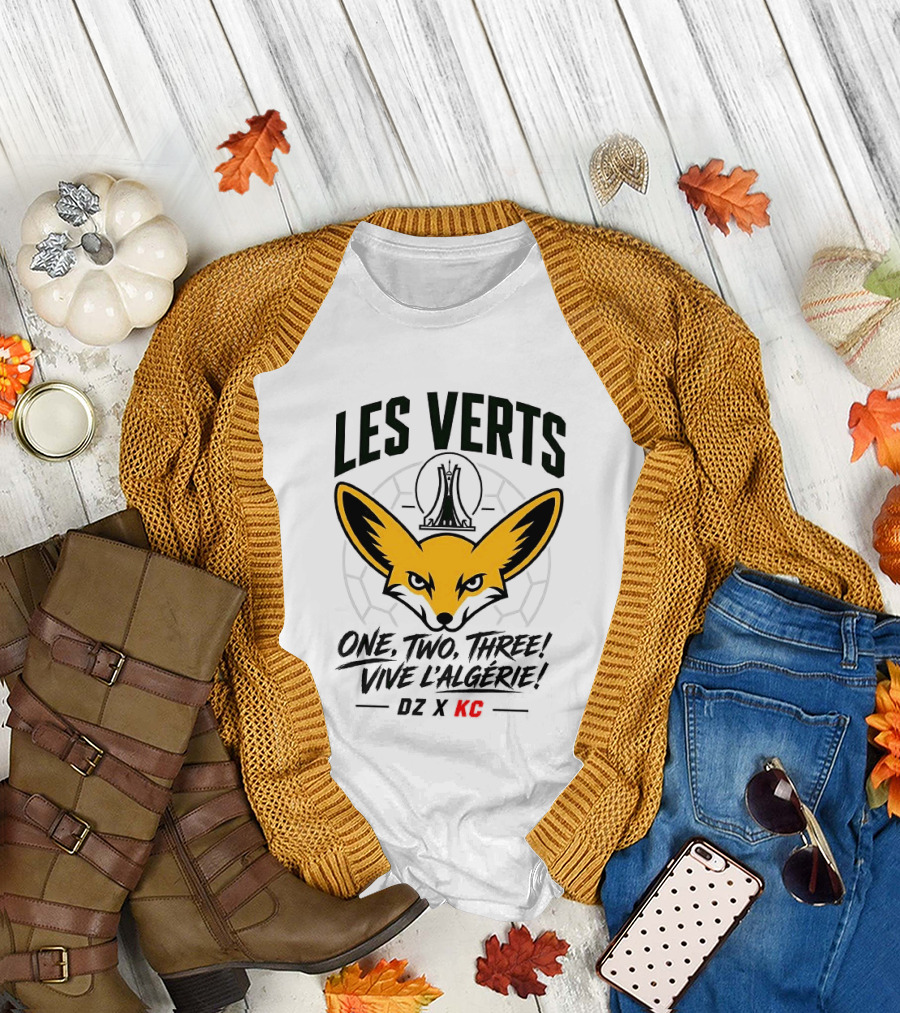 Les Verts One Two Three Vive l'Algérie DZ x KC Fennec Fox Soccer T-Shirt
