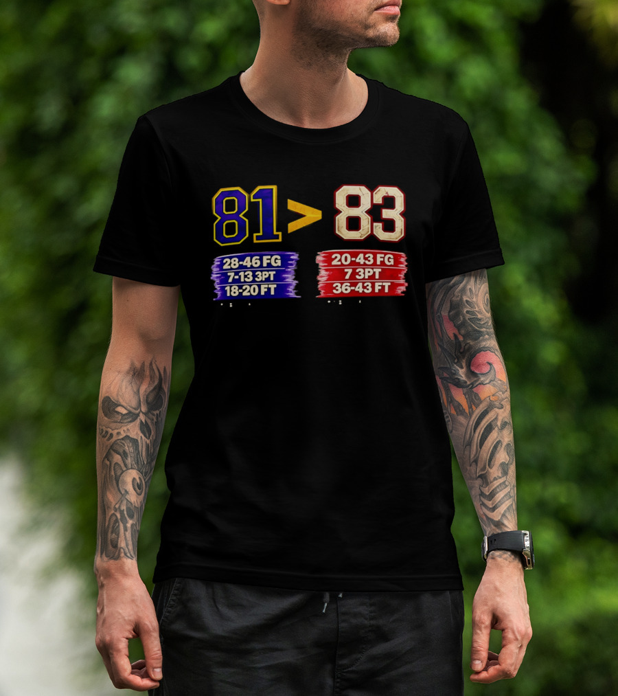 81 Vs 83 Basketball Stats FG 3PT FT Comparison T-Shirt