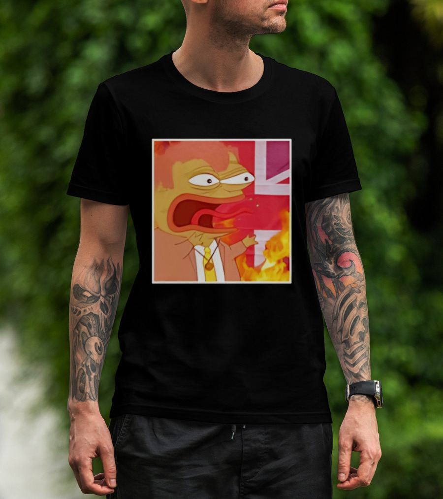 Frog Meme Flaming UK Flag Reaction T-Shirt