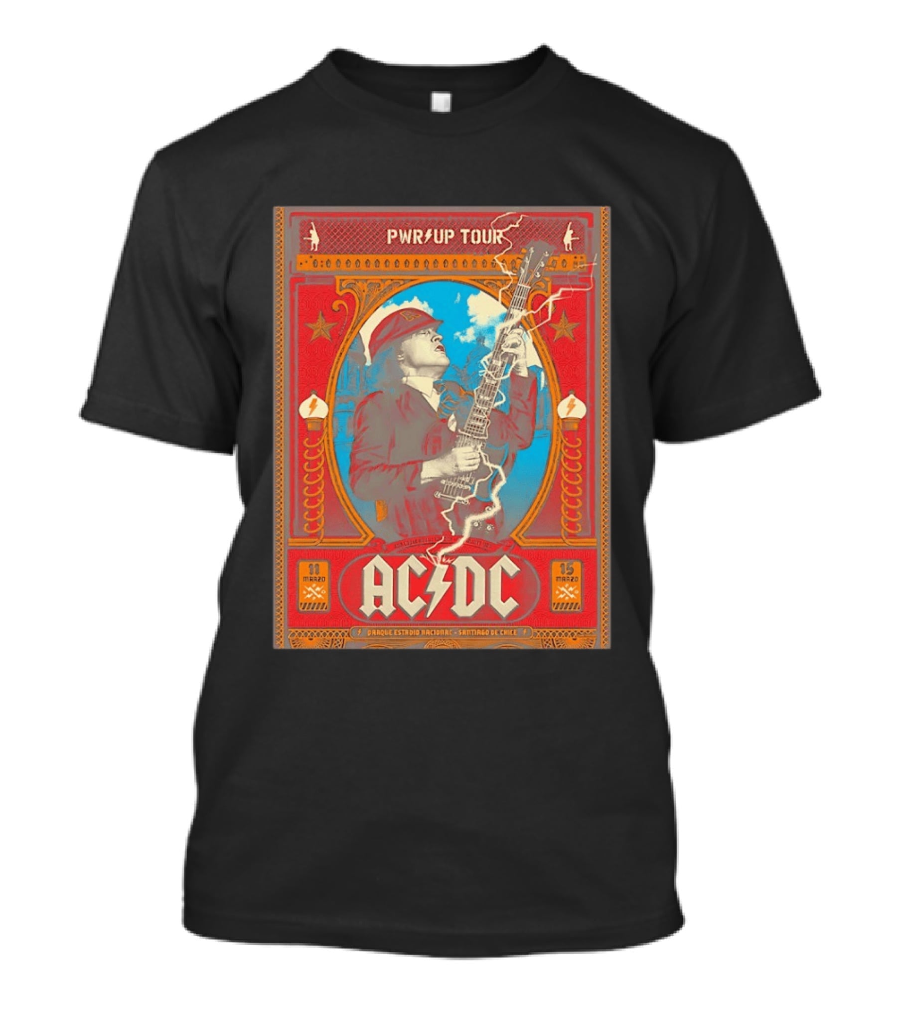 PWR Up Tour ACDC Parque Estadio Nacional Santiago De Chile Marzo 2020 T-Shirt