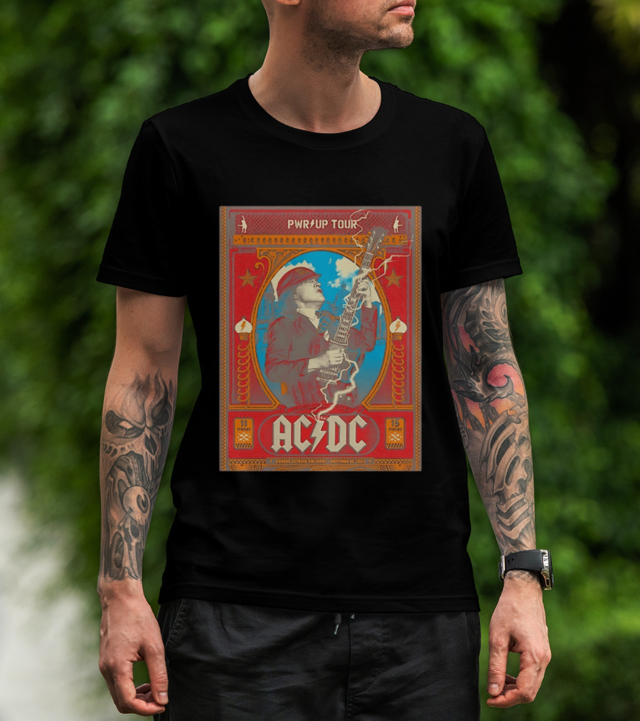 PWR Up Tour ACDC Parque Estadio Nacional Santiago De Chile Marzo 2020 T-Shirt