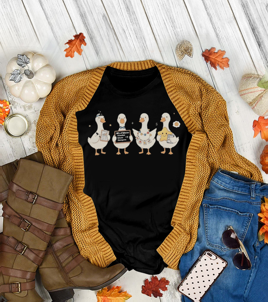 Back to School Goose Just a Teacher Goose Silly Goose Social Worker ABCs of Behavior T-Shirt