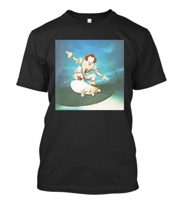 Pennywise Skateboard Night Scene Iconic Clown Performing Skateboarding Trick T-Shirt