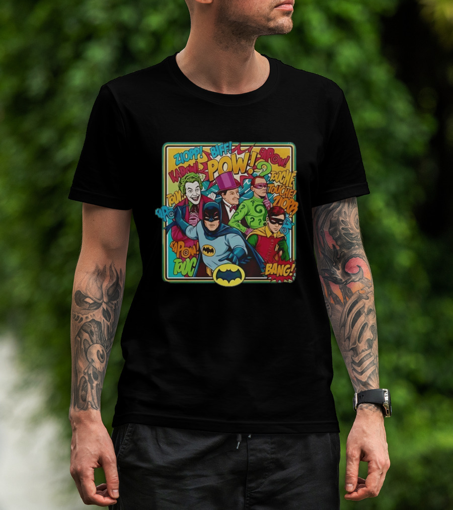 Batman Holy 50 Years POW BANG Joker Riddler Robin Comic T-Shirt