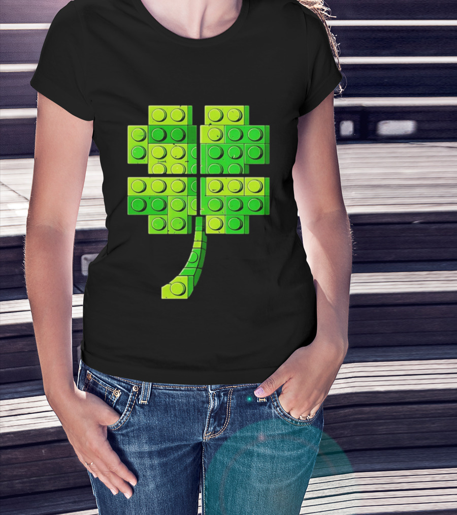 Shamrock Building Blocks Clover St Patrick's Day T-Shirt
